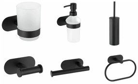 Matt fekete öntapadós rozsdamentes acél fürdőszobai kiegészítő szett Orea – Wenko