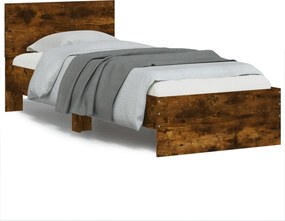 vidaXL füstös tölgy színű szerelt fa ágykeret fejtámlával 90 x 190 cm