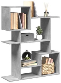 betonszürke szerelt fa elválasztó könyvespolc 92x29x112 cm