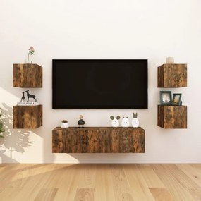 4 db füstös tölgy színű fali TV-szekrény 30,5 x 30 x 30 cm