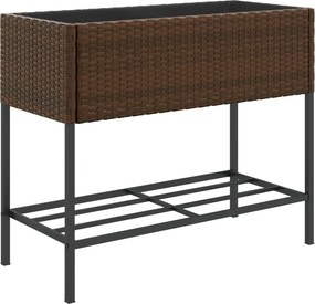 vidaXL barna polyrattan kerti ültetőláda polccal