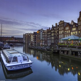 Poszter 30x30cm Amszterdami csatorna csónakokkal, Assaf Frank