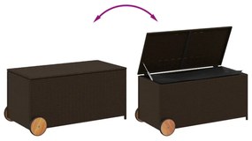 barna polyrattan kerti tárolóláda kerekekkel 190 L