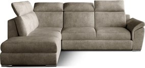 Bézs bársony kinyitható-tárolóhelyes sarokkanapé (bal oldali-L alakú) Loreto – ELTAP