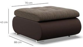 Tokio puff, fonott + műbőr, barna