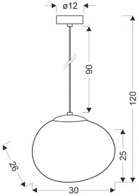 Csillár zsinóron STONES 1xE27/40W/230V átm. 30 cm