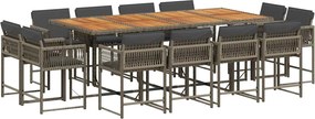 vidaXL 13 részes szürke polyrattan kerti ülőgarnitúra párnákkal
