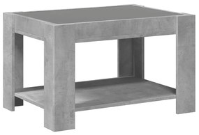 betonszürke szerelt fa dohányzóasztal LED-del 73 x 53 x 45 cm