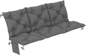 Outsunny 3 személyes kültéri padpárna 150 x 100 x 10 cm — steppelt ülés- és háttámla, vízlepergető poliészter, UV 30+, pántok és oldalzseb — sötétszür