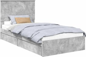 vidaXL Tárolós Ágy fejtámlával Beton Szürke 100 x 200 cm Faanyag