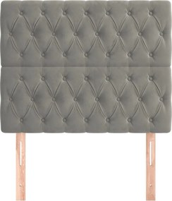 világosszürke bársony fejtámla 90x7x118/128 cm