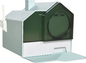 PawHut Macska Alomládája Alsó Tálcával, Lapáttal, Szűrővel, Fedett WC Macskák Számára 8 kg-ig, ABS, Műanyag, Világoskék 47 x 45 x 42 cm | Aosom