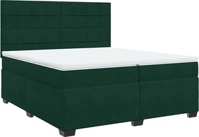 vidaXL sötétzöld bársony rugós ágy matraccal 200x200 cm