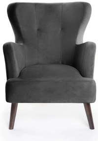 Sötétszürke bársony füles fotel Noemye – Bonami Selection