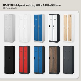 Kétrekeszes dolgozói öltözőszekrény antracit-fehér: KACPER II, 600 x 1800 x 500 mm
