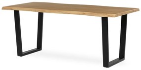 Masă de sufragerie, 180x90x75 cm, blat MDF, decor stejar salbatic, picioare metalice in forma de U