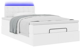 Ottomán ágykeret matraccal tiszta fehér 120x200cm műbőrrel