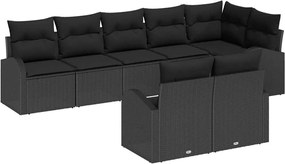 vidaXL Kerti Kanapé Szett párnával tárolóval 8 pcs Fekete polirattan
