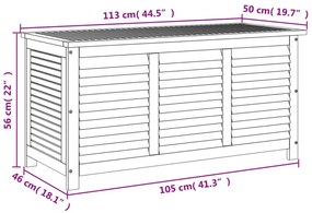 tömör akácfa kerti tárolóláda zsaluval 113 x 50 x 56 cm