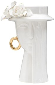 WOMAN I fehér és arany porcelán váza