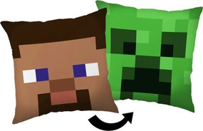 Minecraft Steve Creeper párna, díszpárna 40 x 40 cm