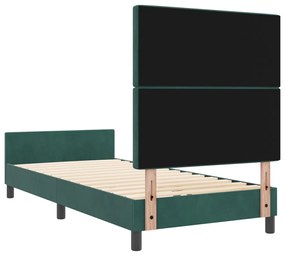 Ágykeret Sötétzöld 90x200 cm Bársony