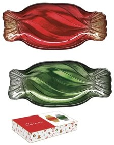 Karácsonyi Szaloncukor formájú üvegtál 2 db-os szett díszdobozban Christmas Twist