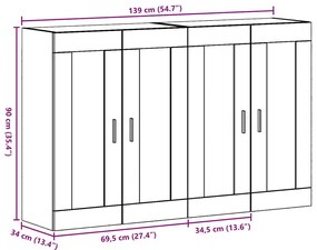 Fali Szekrények 2 pcs Régi fa 69.5 x 34 x 90 cm