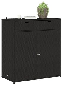 fekete polyrattan kerti tárolószekrény 105 x 55 x 113 cm