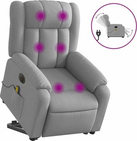 vidaXL világosszürke szövet dönthető elektromos álló masszázsfotel