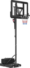 SPORTNOW Mobil Kosárlabdgyűrű, Állítható Kosár Magasság 230-305 cm, Kosárlabda Állvány 110 x 75 cm törhetetlen háttámlával és kerekekkel, rugós kosárr