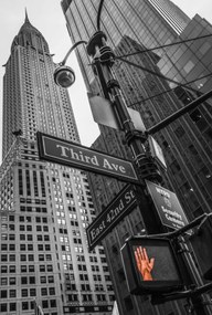 Poszter 67,5x100cm Utcatåblåk és Chrysler Building New York, Assaf F