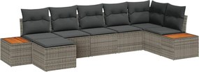 vidaXL Kerti Kanapé Szett párnával 7 pcs Szürke polirattan