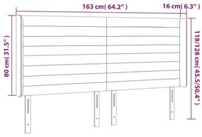 világosszürke szövet LED-es fejtámla 163x16x118/128 cm