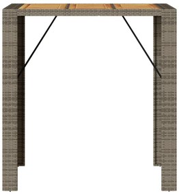 szürke polyrattan kerti bárasztal akácfa lappal 105x80x110 cm