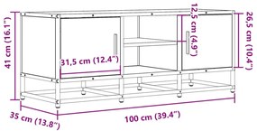 fekete szerelt fa és fém TV-szekrény 100x35x41 cm