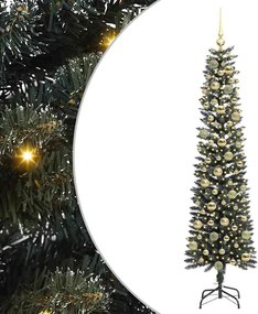 vidaXL Mű karácsonyfa 300 LED-del Zöld 180 cm PVC és Műanyag és Acél