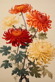 Poszter 68x101cm Táncoló krizantémok