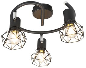 Art Deco reflektor fekete állítható 3-lámpás - Mosh