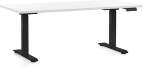 Állítható magasságú asztal OfficeTech D, 160 x 80 cm, fekete alap, fehér