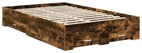 vidaXL Ágykeret fiókkal fejtámlával Füstölt tölgy 120 x 190 cm Faanyag