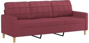 vidaXL 3 személyes bordó szövet kanapé 180 cm