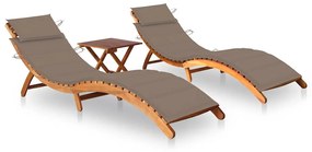 vidaXL 2 db tömör akácfa napozóágy párnákkal