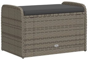 szürke polyrattan tárolópad párnával 80 x 51 x 52 cm