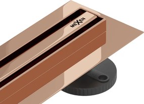 Mexen Flat 360° Slim 130 cm-es forgatható vonalmenti lefolyó, rózsaarany - 1641130