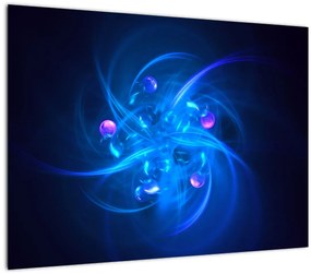 Modern kép kék absztrakció (üvegen) (70x50 cm)