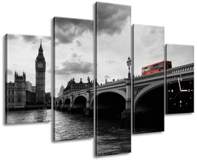 Gario Órás falikép Londoni busszal a Big Ben toronyig - 5 részes Méret: 150 x 105 cm