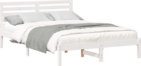 vidaXL Ágykeret fejtámlával Fehér 140 x 210 cm Tömör fenyőfa