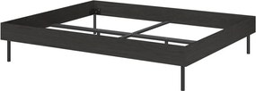 Fekete forgácslemez franciaágy ágytámla nélkül ágyráccsal 160x200 cm Streiko – noo.ma