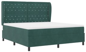 Box Spring Ágy matraccal sötét zöld, 180x200 cm, bársony